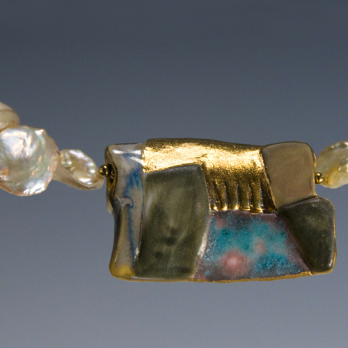 Porcelain Necklace with Fresh Water Pearls, side b