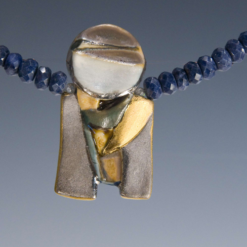 Porcelain Necklace with sapphire side b